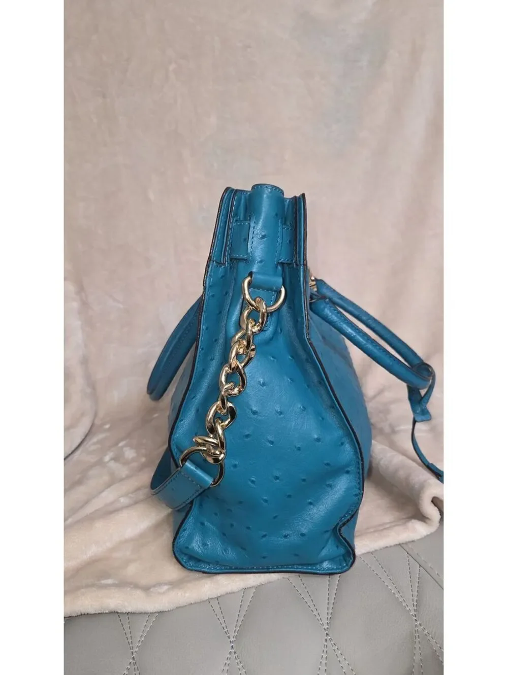 65. Michael Kors Blue/Teal Ostrich Hamilton